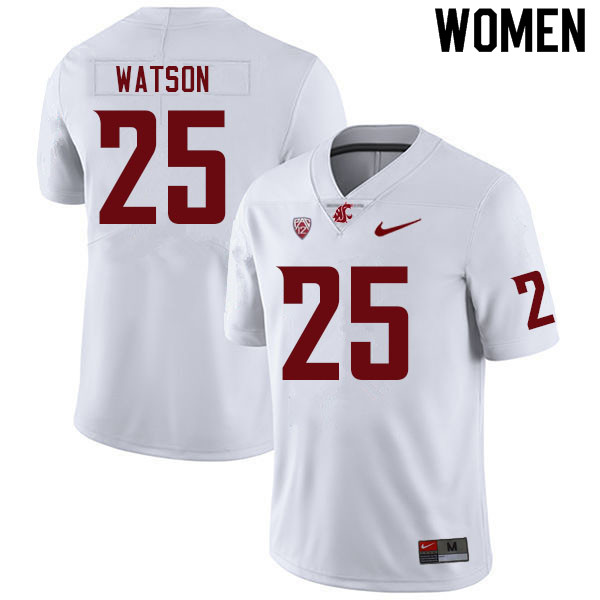 Women #25 Nakia Watson Washington State Cougars College Football Jerseys Sale-White